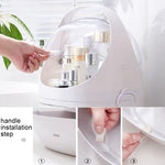 Portable Dust-proof Transparent Round Cosmetic Drawer Type Storage Box, Small Beauty Powder, Small Pearl White