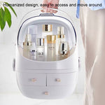 Portable Dust-proof Transparent Round Cosmetic Drawer Type Storage Box, Small Beauty Powder, Small Pearl White