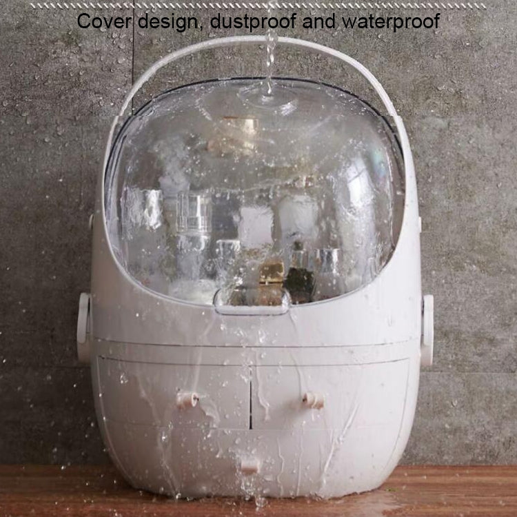 Portable Dust-proof Transparent Round Cosmetic Drawer Type Storage Box, Small Beauty Powder, Small Pearl White