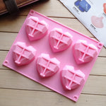 6-in-1 하트 모양 실리콘 몰드 베이킹 무스 케이크 DIY 실리콘 몰드, 6-in-1 하트 모양