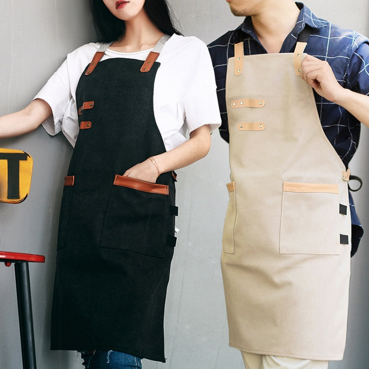 워시드 캔버스 앞치마 셰프 카페 숍 바비큐 미용사 앞치마