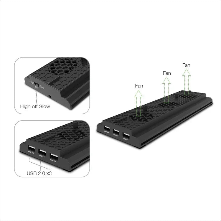 DOBE TYX-1768 방열 수직 스탠드 베이스 쿨링 도크 쿨링 팬 브래킷 Xbox One X 게임 콘솔용, TYX-1768