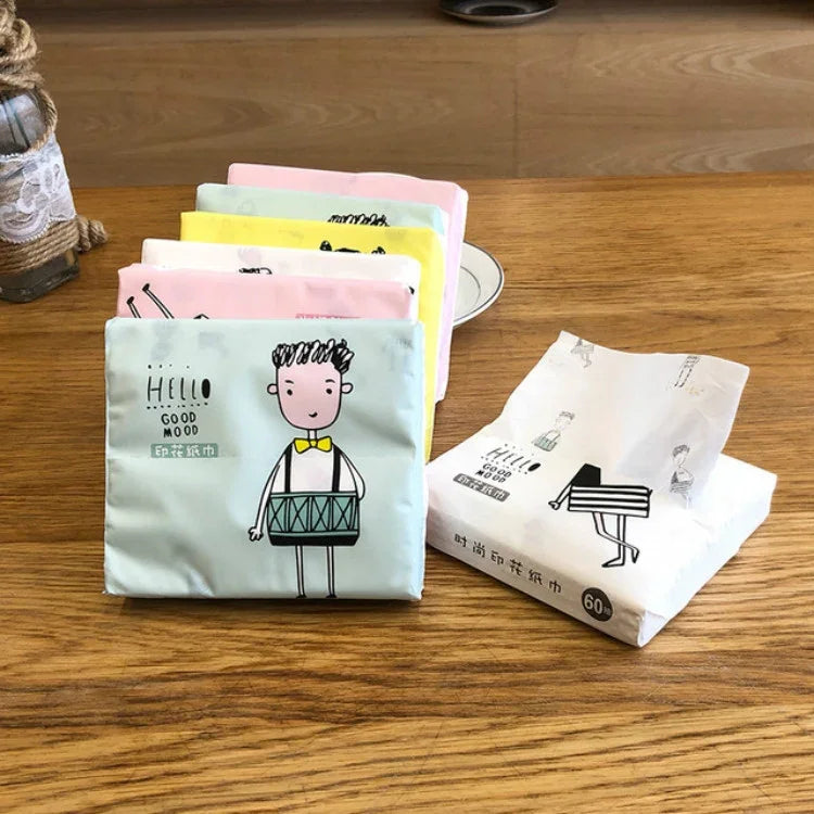 알록달록 만화 가정용 인쇄 종이 냅킨 페이셜 티슈, 색상 랜덤 배송, 만화 종이