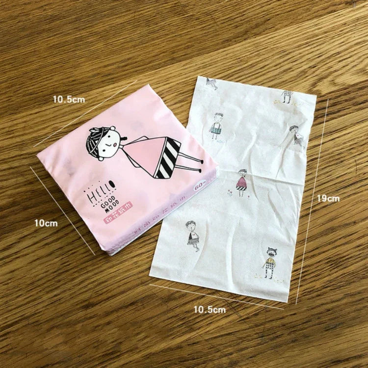 알록달록 만화 가정용 인쇄 종이 냅킨 페이셜 티슈, 색상 랜덤 배송, 만화 종이