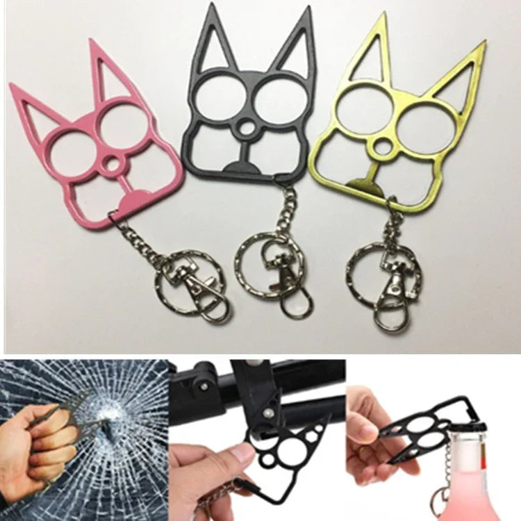 다기능 야외 자기 방어용 더블 핑거 버클 창문 파괴 가능, 무작위 색상 배송, 자기 방어용 더블 핑거 버클