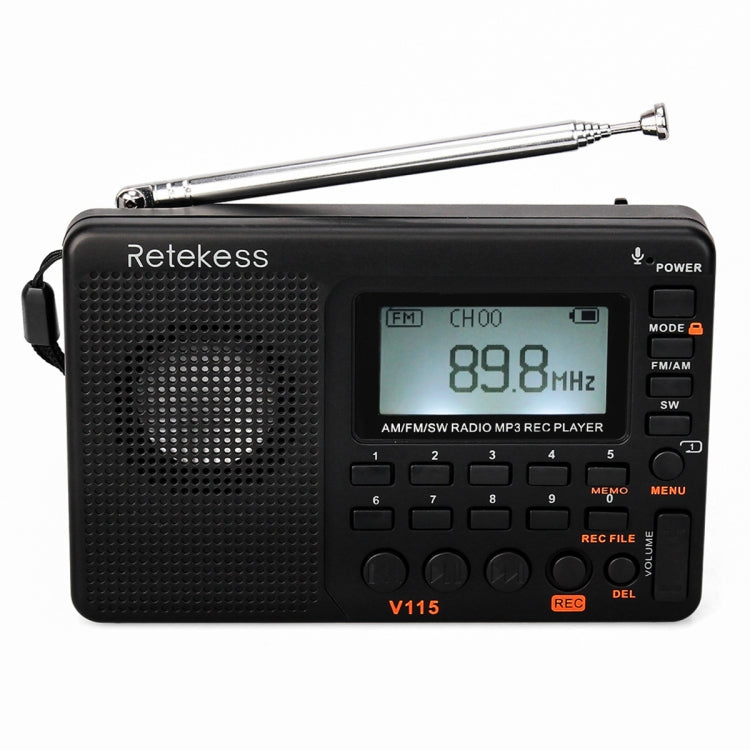 Retekess V-115 전파 전대역 라디오 FM AM 휴대용 MP3 플레이어, V-115