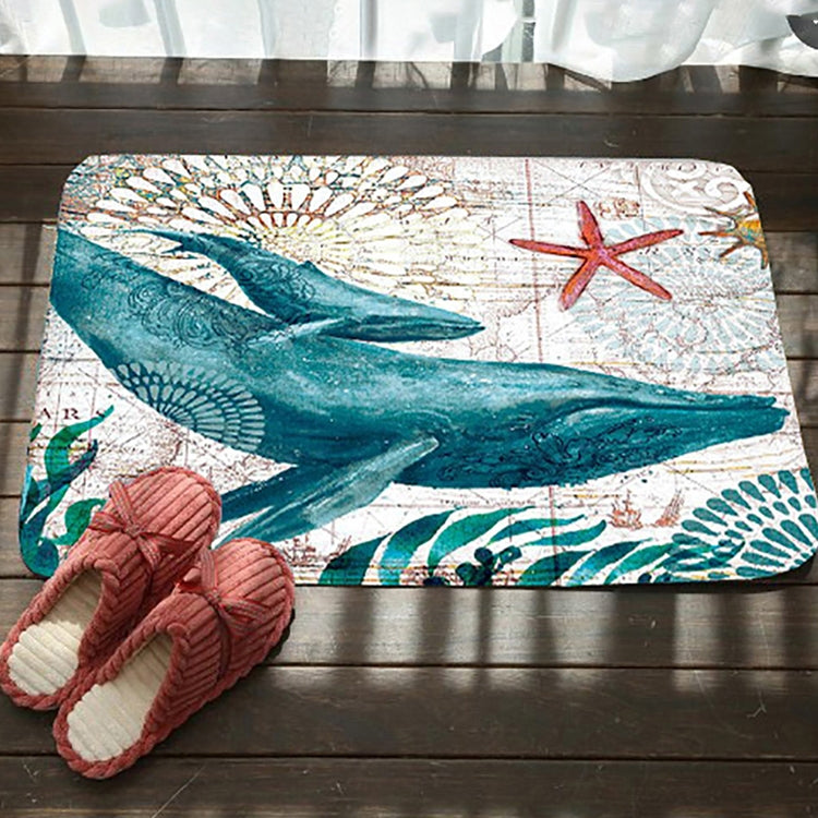 마린 시리즈 패턴 욕실 변기 미끄럼 방지 매트 플란넬 흡수 발 패드, 46x76cm, 50x80cm