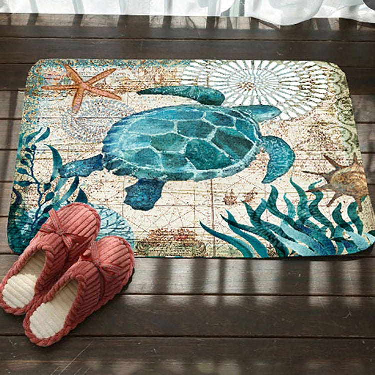 마린 시리즈 패턴 욕실 변기 미끄럼 방지 매트 플란넬 흡수 발 패드, 46x76cm, 50x80cm