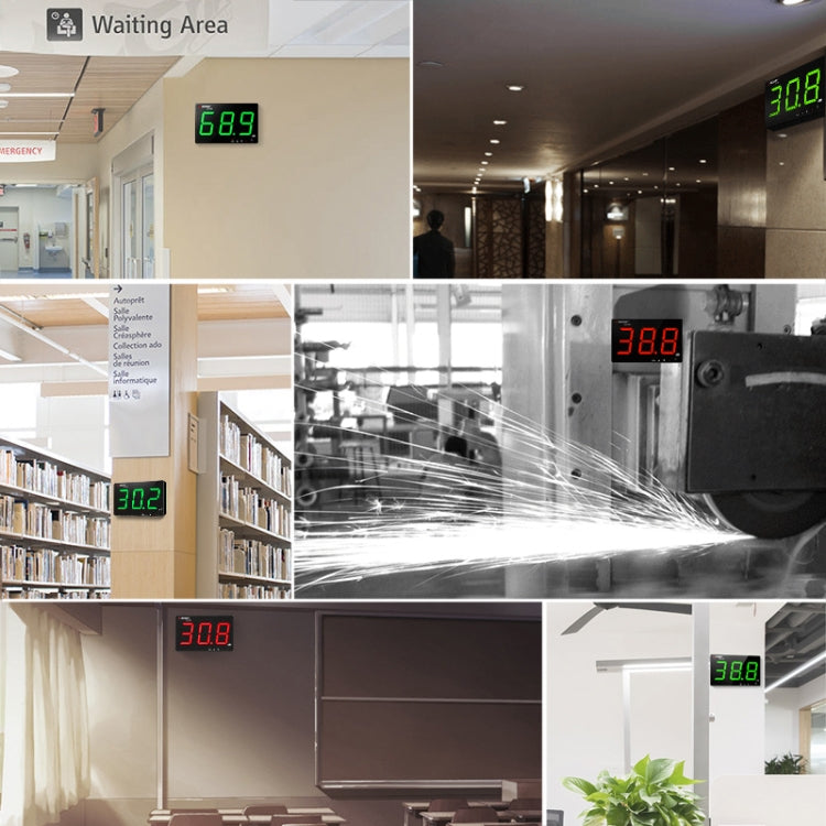 SNDWAY 벽걸이형 30~130dB 대형 화면 디지털 디스플레이 소음 데시벨 모니터링 테스터, SW525B 저장소 + USB 포함, SW526A 18인치 디스플레이, SW525G 저장소 + USB 포함 녹색