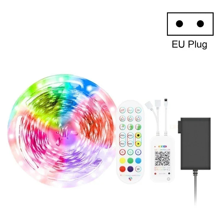 블루투스 수트 스마트 음악 사운드 제어 조명 스트립 비방수 5050 RGB 다채로운 분위기 LED 조명 스트립 24키 리모컨 포함, 5M 150개 LED, 5M 300개 LED, 10M 300개 LED, 10M 600개 LED, 15M 450개 LED, 15M 270개 LED, 20M 360개 LED, 30M 540개 LED