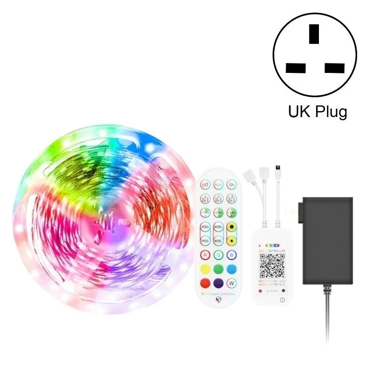 블루투스 수트 스마트 음악 사운드 제어 조명 스트립 비방수 5050 RGB 다채로운 분위기 LED 조명 스트립 24키 리모컨 포함, 5M 150개 LED, 5M 300개 LED, 10M 300개 LED, 10M 600개 LED, 15M 450개 LED, 15M 270개 LED, 20M 360개 LED, 30M 540개 LED
