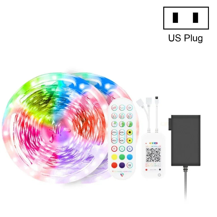 블루투스 수트 스마트 음악 사운드 제어 조명 스트립 비방수 5050 RGB 다채로운 분위기 LED 조명 스트립 24키 리모컨 포함, 5M 150개 LED, 5M 300개 LED, 10M 300개 LED, 10M 600개 LED, 15M 450개 LED, 15M 270개 LED, 20M 360개 LED, 30M 540개 LED