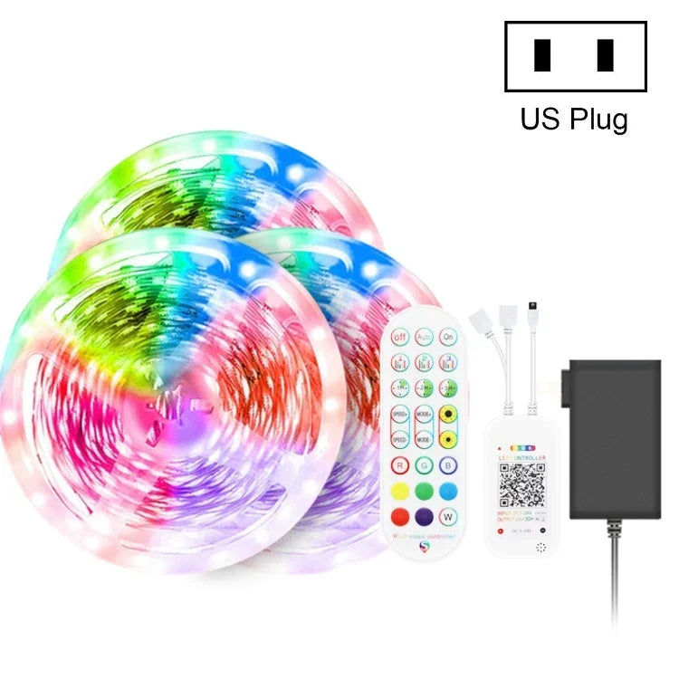 블루투스 수트 스마트 음악 사운드 제어 조명 스트립 비방수 5050 RGB 다채로운 분위기 LED 조명 스트립 24키 리모컨 포함, 5M 150개 LED, 5M 300개 LED, 10M 300개 LED, 10M 600개 LED, 15M 450개 LED, 15M 270개 LED, 20M 360개 LED, 30M 540개 LED