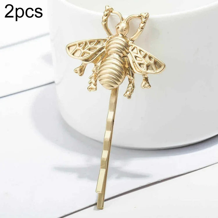 2 PCS Retro Hair Accessories Fashion Temperament Matte Bee Hair Clip