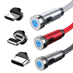 CC56 먼지 플러그 회전식 자석 케이블, 케이블 길이: 2m, 2m 안드로이드 헤드, 2m 마이크로 USB, 2m 타입-C 헤드, 2m 8핀 헤드, 2m 라인+세 헤드, 2m + 8핀 + 타입-C/USB-C + 마이크로 USB, 2m 라인