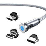 CC56 먼지 플러그 회전식 자석 케이블, 케이블 길이: 2m, 2m 안드로이드 헤드, 2m 마이크로 USB, 2m 타입-C 헤드, 2m 8핀 헤드, 2m 라인+세 헤드, 2m + 8핀 + 타입-C/USB-C + 마이크로 USB, 2m 라인