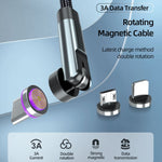 CC57 540도 회전 자석 고속 충전 데이터 케이블, 1m + 8핀 + 타입-C/USB-C + 마이크로 USB + 빨강, 1m + 타입-C/USB-C + 마이크로 USB + 검정, 2m + 타입-C/USB-C + 마이크로 USB + 빨강, 2m + 타입-C/USB-C + 마이크로 USB + 검정