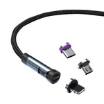 CC57 540도 회전 자석 고속 충전 데이터 케이블, 1m + 8핀 + 타입-C/USB-C + 마이크로 USB + 빨강, 1m + 타입-C/USB-C + 마이크로 USB + 검정, 2m + 타입-C/USB-C + 마이크로 USB + 빨강, 2m + 타입-C/USB-C + 마이크로 USB + 검정