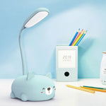 만화 고양이 디자인 LED 눈 보호 독서등 USB 충전식 데스크 램프, 파랑, 흰색, 초록, 분홍