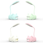 만화 고양이 디자인 LED 눈 보호 독서등 USB 충전식 데스크 램프, 파랑, 흰색, 초록, 분홍