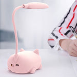 만화 고양이 디자인 LED 눈 보호 독서등 USB 충전식 데스크 램프, 파랑, 흰색, 초록, 분홍