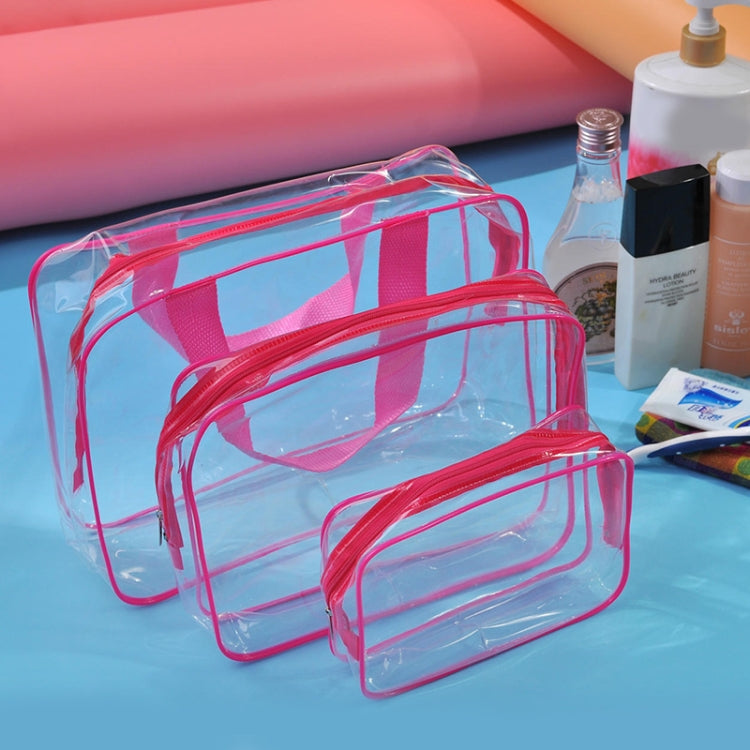 휴대용 여행용 지퍼형 PVC 방수 투명 메이크업 수납 가방, S, M, L, 3개 세트