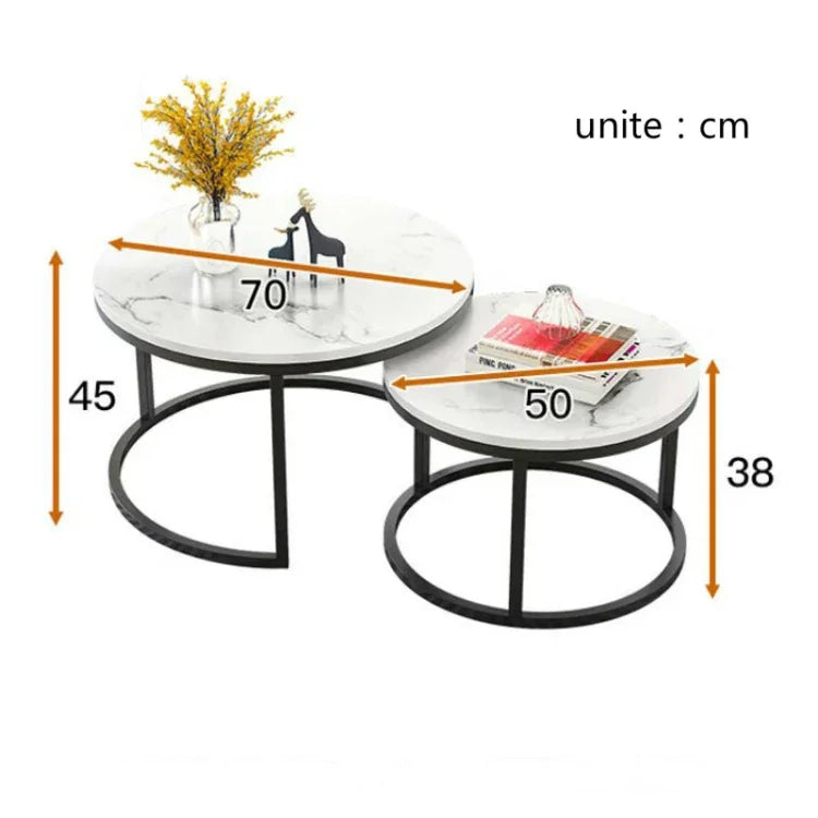 2-in-1 커피 테이블 단조 철제 테이블 심플 모던 조합 작은 원형 테이블, 흰색 텍스처 + 검정 텍스처, 흰색 + 검정, 흰색 대리석, 흰색 조합, 검정 텍스처 + 흰색 텍스처, 검정 + 흰색, 검정 대리석, 검정 조합