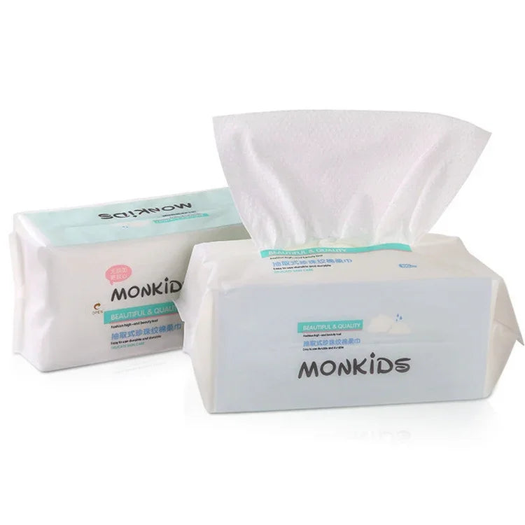 MONKIDS KS037 일회용 페이스 타월 순면 두꺼운 진주 클렌징 타월, 100매 진주 텍스처