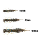 15개 세트 8색 유충 실리콘 소프트 베이트 루어 미끼, 55MM, 75MM, 100MM