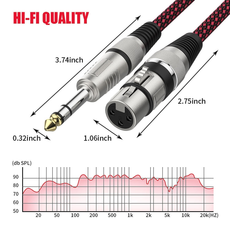 빨강과 검정 네트 TRS 6.35mm 수컷에서 카론 암컷 마이크 XLR 밸런스 케이블, 0.5m, 1m, 1.8m, 3m, 5m, 8m, 10m, 12m, 15m, 20m, 25m, 30m