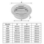 외벽 스테인리스 스틸 평면 머리 비 및 곤충 방지 새 후드, 70mm, 80mm, 00mm, 120mm, 150mm, 180mm, 200mm