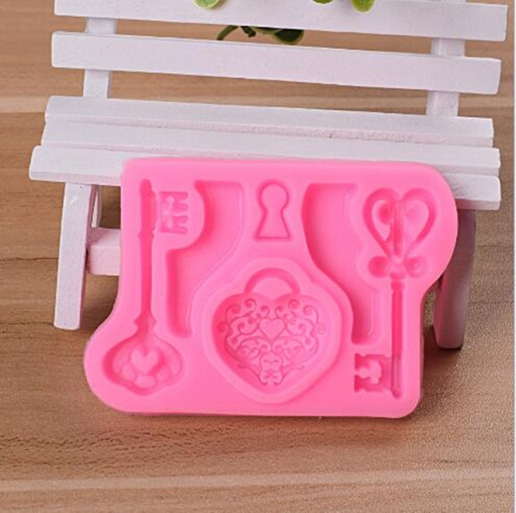 2개입 푸드 러브 락 키 폰던트 실리콘 몰드 DIY 베이킹 케이크 장식 도구, 푸드 러브 락 키 모양