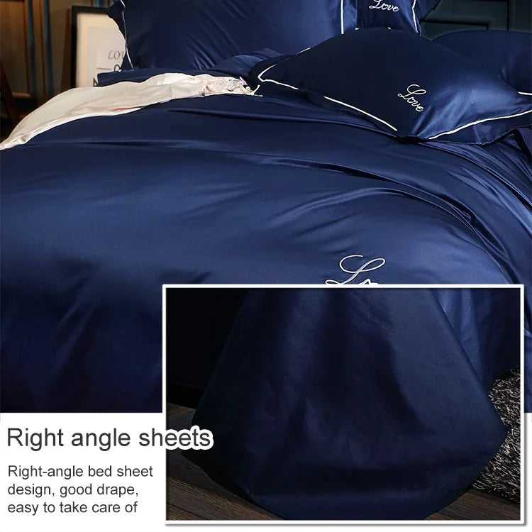 Silk Four-Piece Sheets Bed Sheet Double Nude Sleeping Quilt Cover Ice Silk Bedding, 2.0M Bed