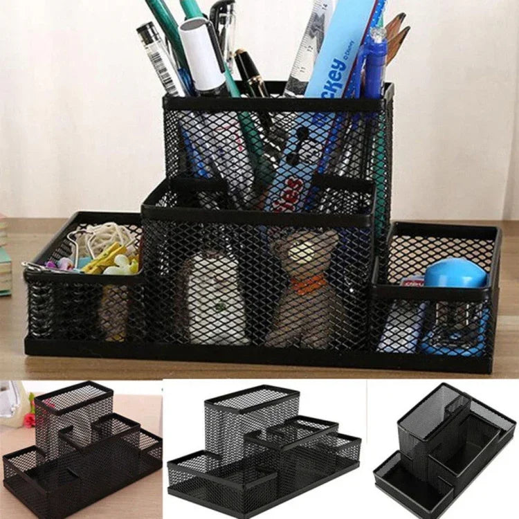 책상 홀더 정리함 금속 메시 스타일 연필 펜 홀더 수납함 가정용 수납 정리, 크기: 15.5x10.2x10cm, 책상 홀더