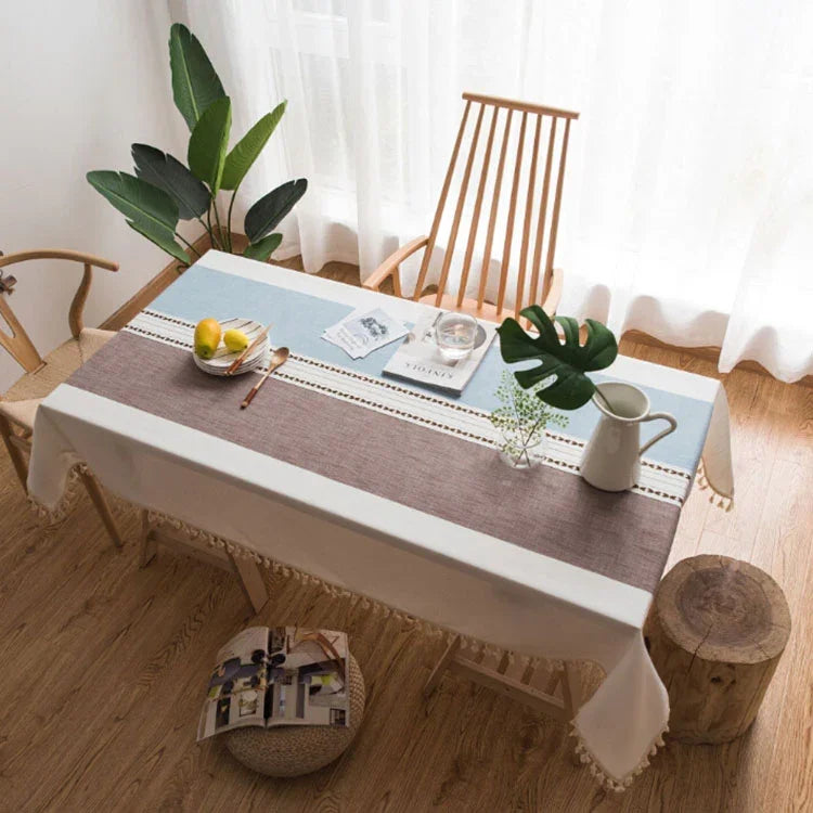 직사각형 코튼 린넨 태슬 식탁보 결혼식 파티 주방 가정용 장식 테이블 커버, 100x140cm, 140x140cm, 140x160cm, 140x180cm, 140x200cm, 140x220cm, 140x250cm, 140x260cm, 140x300cm