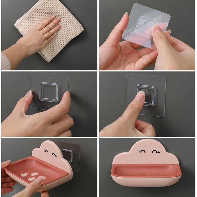 구름 비누 상자 변기 창의적 벽걸이 욕실 변기 무타공 이중 배수 랙, 흰색, 분홍, 진한 파랑, 연한 파랑