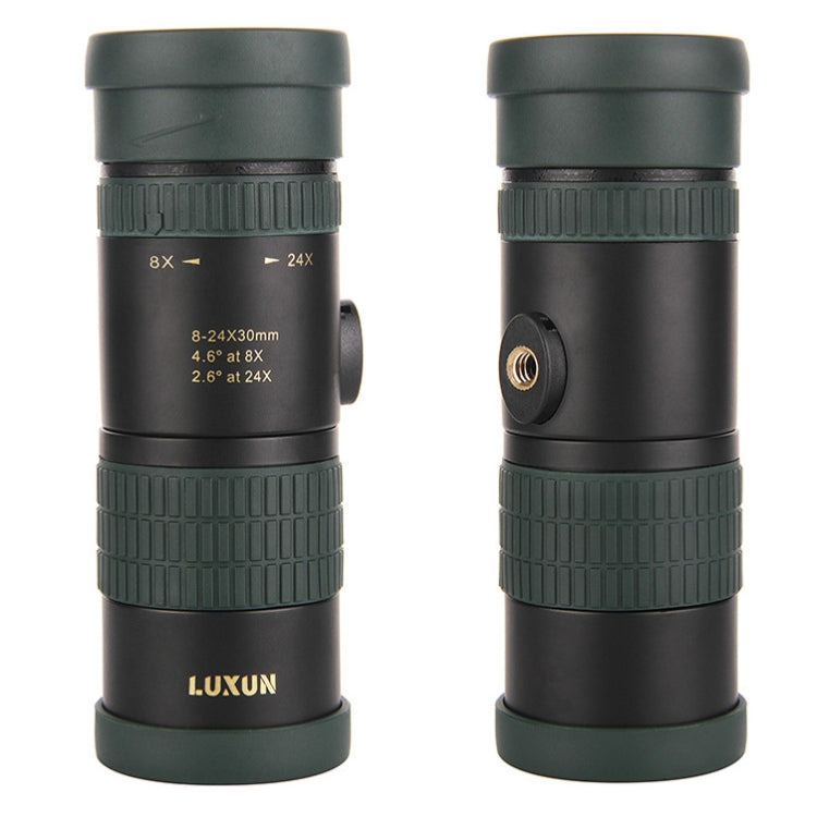 LUXUN 8-24X30 반짝이는 야간 투시 단일 실린더 변형 망원경 휴대폰 클립 및 삼각대 포함, 휴대폰 클립 및 삼각대 포함
