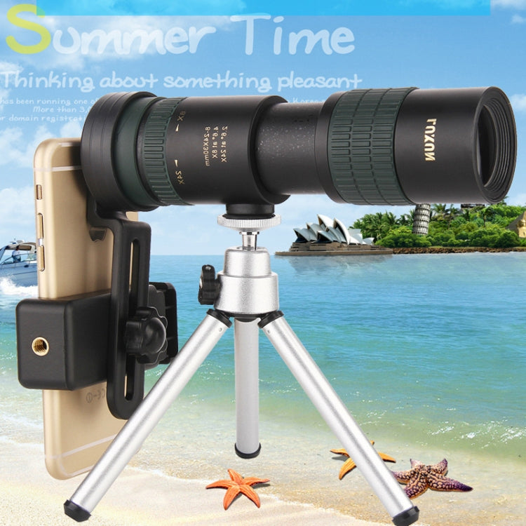 LUXUN 8-24X30 반짝이는 야간 투시 단일 실린더 변형 망원경 휴대폰 클립 및 삼각대 포함, 휴대폰 클립 및 삼각대 포함
