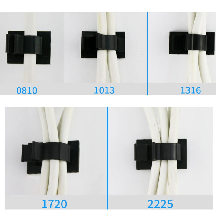 100개 조절식 자가 접착 와이어 고정 케이블 정리기, Y-0810, Y-1013, Y-1316, Y-1720, Y-2225