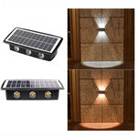 태양광 벽등 야외 방수 상하 이중 헤드 스포트라이트, 4LED, 8LED, 6LED