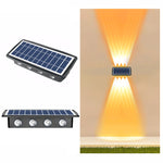 태양광 벽등 야외 방수 상하 이중 헤드 스포트라이트, 4LED, 8LED, 6LED