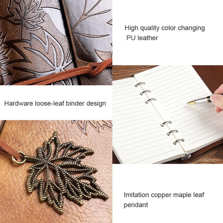 PU Maple Retro Straps Handbook Loose-leaf Notebook, A7, A6, A5