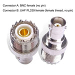 BNC 암컷 잭에서 UHF PL-259 암컷 직선형 RF 동축 어댑터 커넥터, BNC 암컷에서 UHF 암컷으로
