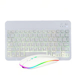 10인치 RGB 컬러 백라이트 블루투스 키보드 및 마우스 세트 모바일폰/태블릿용, 블랙, 화이트