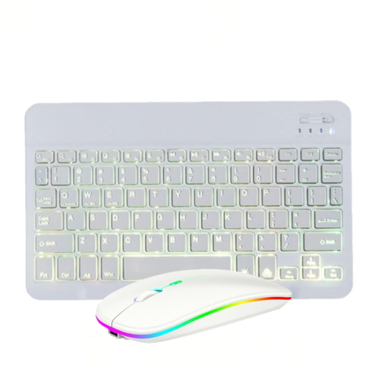10인치 RGB 컬러 백라이트 블루투스 키보드 및 마우스 세트 모바일폰/태블릿용, 블랙, 화이트
