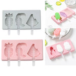실리콘 만화 수제 DIY 아이스크림 막대 몰드 뚜껑 포함, 색상 무작위 배송, 과일 딱따구리, 아이스크림, 눈사람 하마 토끼
