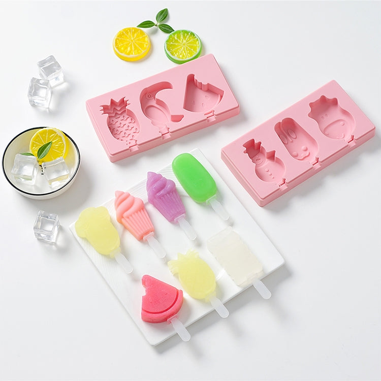 실리콘 만화 수제 DIY 아이스크림 막대 몰드 뚜껑 포함, 색상 무작위 배송, 과일 딱따구리, 아이스크림, 눈사람 하마 토끼