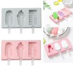 실리콘 만화 수제 DIY 아이스크림 막대 몰드 뚜껑 포함, 색상 무작위 배송, 과일 딱따구리, 아이스크림, 눈사람 하마 토끼