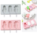 실리콘 만화 수제 DIY 아이스크림 막대 몰드 뚜껑 포함, 색상 무작위 배송, 과일 딱따구리, 아이스크림, 눈사람 하마 토끼