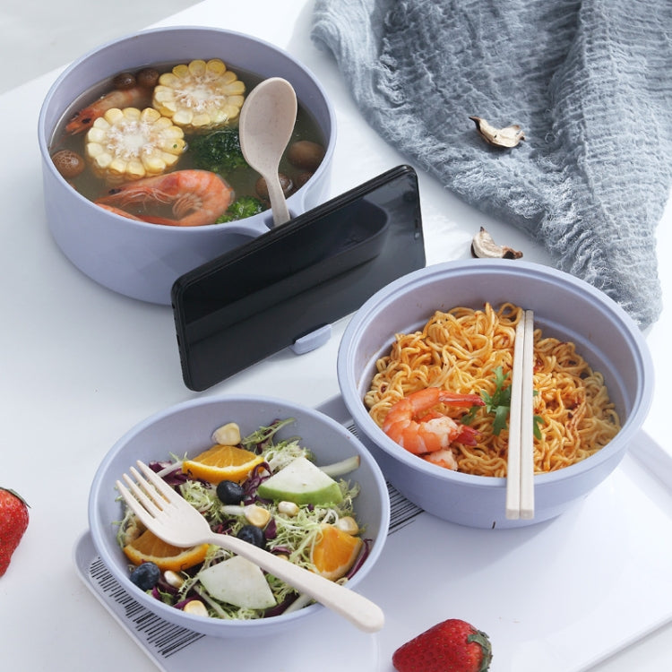 6-in-1 학생 즉석 라면 그릇 대나무 섬유 식당 커틀러리 세트, 베이지, 검정, 분홍, 파랑